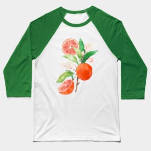 Oranges and Blossoms Botanical Watercolor Baseball T-Shirt